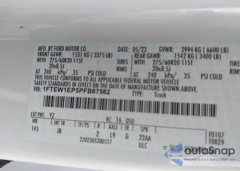 2023 Ford F-150 Xl from USA, damaged, VIN 1FTEW1EP5PFB87582